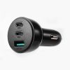 Automašīnas lādētājs vieglākiem 3 USB portiem un 2x USB -C 70W - melns