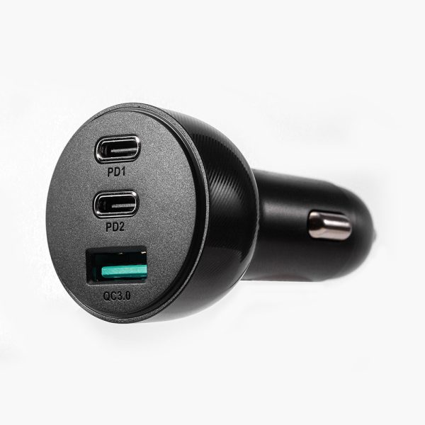 Automašīnas lādētājs vieglākiem 3 USB portiem un 2x USB -C 70W - melns