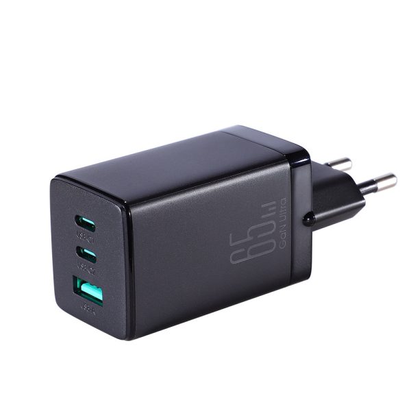 Ātrā tīkla lādētājs GAN USB 2X USB-C + USB-C 1,2M USB-C kabelis-melns