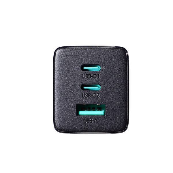 Ātrā tīkla lādētājs GAN USB 2X USB-C + USB-C 1,2M USB-C kabelis-melns