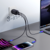 Ātrā tīkla lādētājs GAN USB 2X USB-C + USB-C 1,2M USB-C kabelis-melns