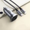 Ātrās automašīnas lādētājs USB-A un USB-C 30W PD PPS-GRAY