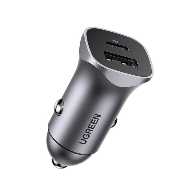 Ātrās automašīnas lādētājs USB-A un USB-C 30W PD PPS-GRAY