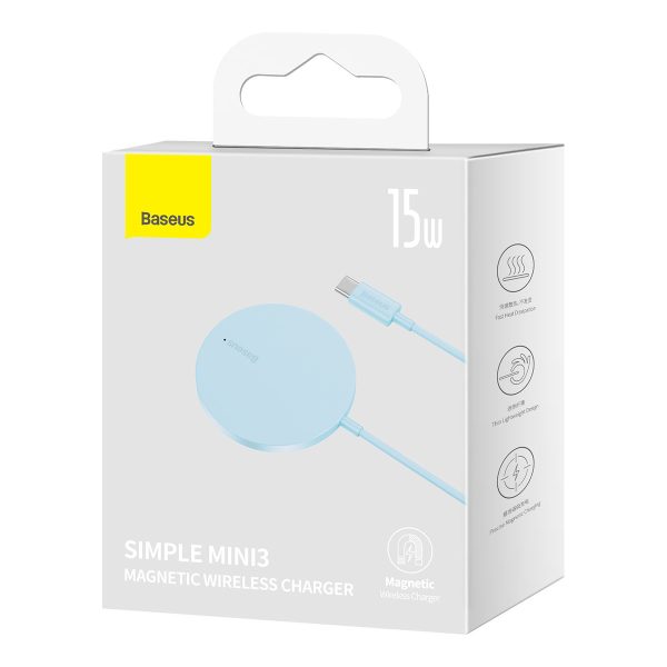 Vienkārša mini3 induktīvā magnētiskā lādētāja magsafe qi 15w - zils