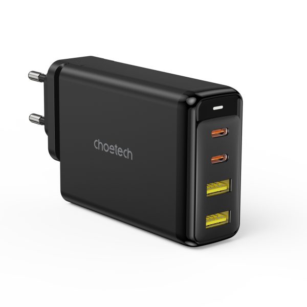Barošanas avota lādētājs Gan 140W 4 porti 2x USB -C + 2X USB - melns