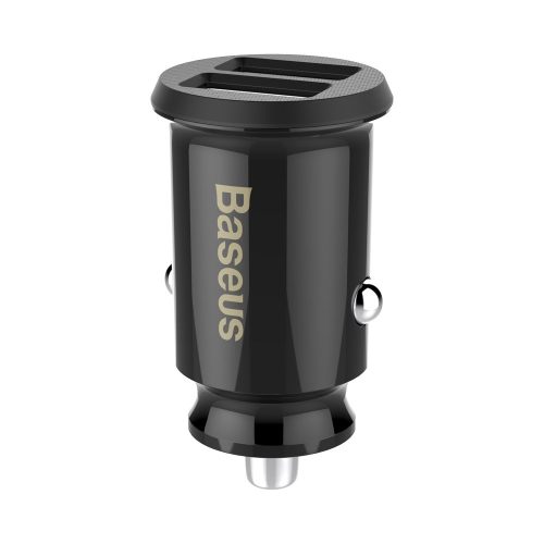 Mini automašīnas lādētājs 2x USB graudu cregeriem melnā krāsā