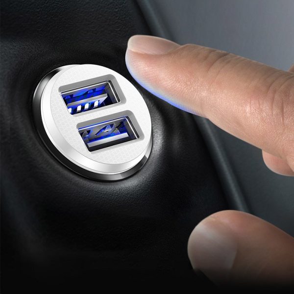 Mini automašīnas lādētājs 2x USB graudu cregeriem melnā krāsā