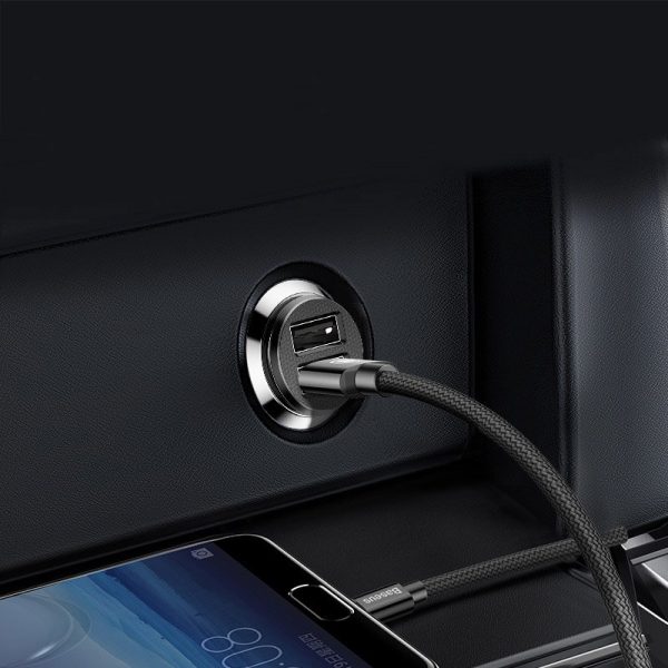 Mini automašīnas lādētājs 2x USB graudu cregeriem melnā krāsā