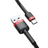 Izturīgs neilona kabelis USB kabeļa-USB-C QC3.0 3A 0,5 m melnais un sarkanais