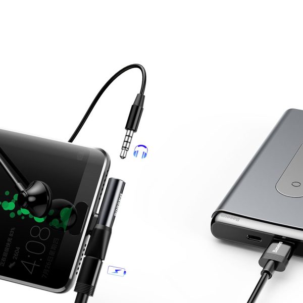 Audio Converter L41 adaptera adapteris no USB-C savienotāja USB-C + ligzdai 3,5 mm melnā krāsā