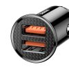 Smart Car Charger apļveida 2x USB QC3.0 Ātrā uzlāde 3.0 SCP AFC 30W Black