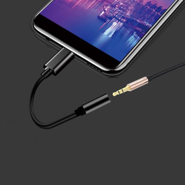 1019227-8-adapter-przejsciowka-z-usb-c-na-gniazdo-hurtel-hurtownia-sklep USB-C adaptera adapteris 3,5 mini Jack Black Audio ligzdai