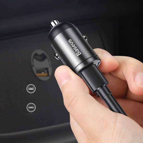 Mini Car Charger Intelligent Tiny Star USB 30W Quick Charge Grey