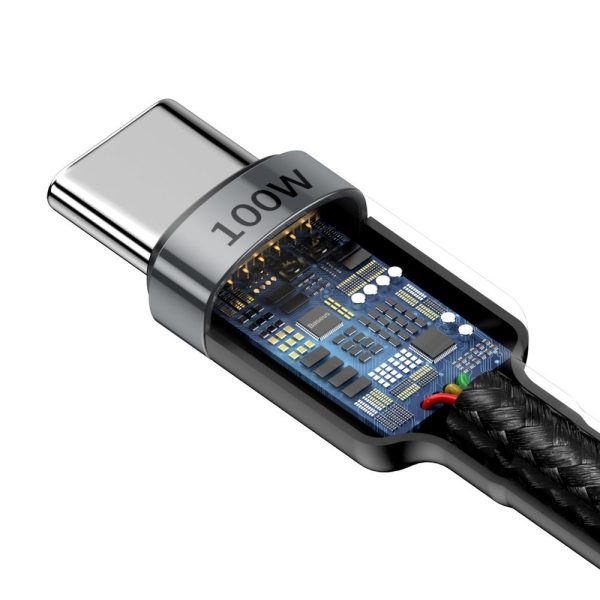 COUFERE neilona kabeļa USB-C barošanas piegāde 2,0 100W 20v 5a 2m pelēkā krāsā