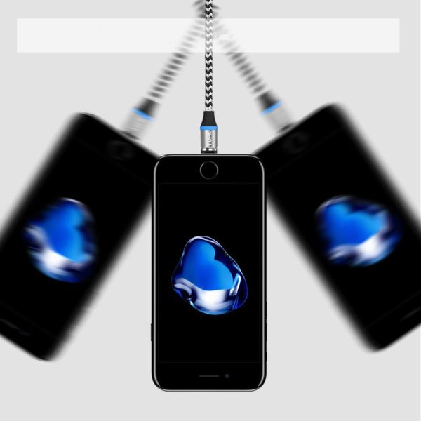 Spraudnis -uzgaļa magnētiskā kabeļa iPhone zibens sudraba