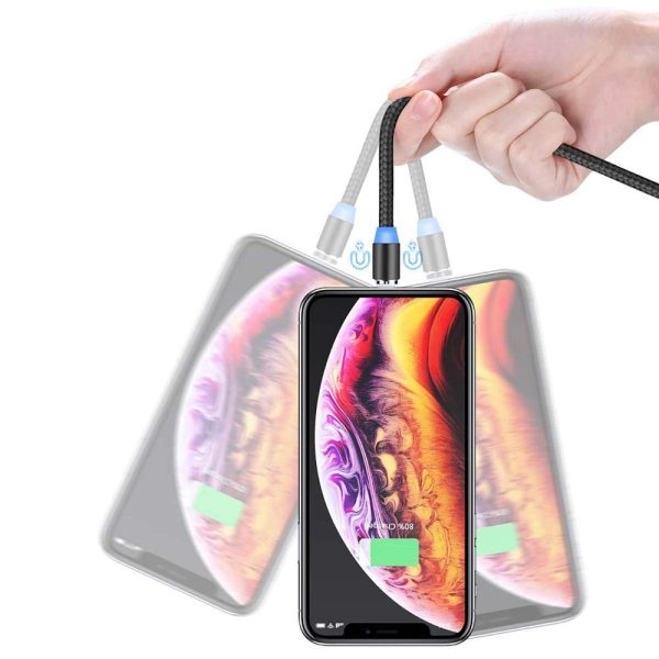 Spraudnis -uzgaļa magnētiskā kabeļa iPhone zibens sudraba