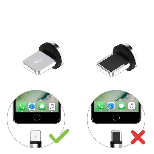 Spraudnis -uzgaļa magnētiskā kabeļa iPhone zibens sudraba
