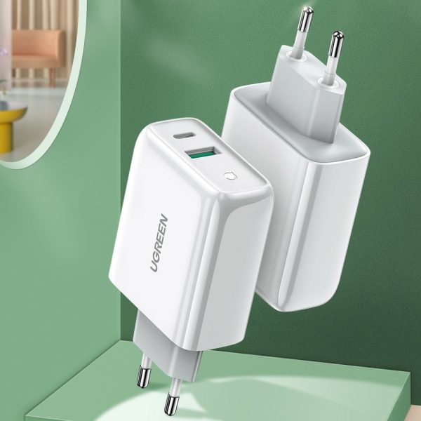 Ātrais tīkla lādētājs USB-C + USB 36 ar ātras uzlādes 4.0 Power Piegādi baltu