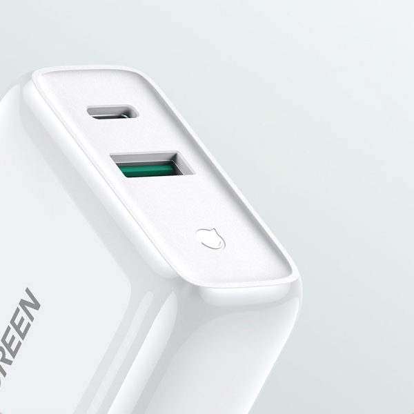 Ātrais tīkla lādētājs USB-C + USB 36 ar ātras uzlādes 4.0 Power Piegādi baltu