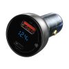 USB + USB-C 65W automašīnas lādētājs Quick Charge LCD caurspīdīgs LCD ekrāns