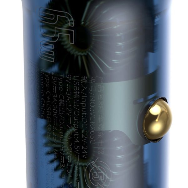 USB + USB-C 65W automašīnas lādētājs Quick Charge LCD caurspīdīgs LCD ekrāns