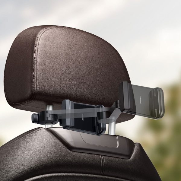 Automašīnas tālruņa turētājs galvas balsts ar bezvadu lādētāju Qi 15 W Black