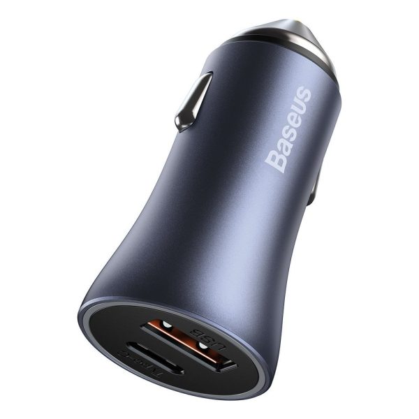 Ātrs USB-C +B automašīnas lādētājs 40W Golden Contactor Pro Grey
