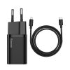 Ātrs lādētājs iPhone Super Si 1C 20W barošanas piegāde + USB -C kabelis - zibens 1m melns