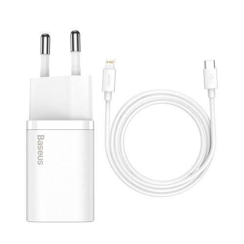 Ātrs lādētājs iPhone Super Si 1C 20W barošanas piegāde + USB -C kabelis - zibens 1m balts