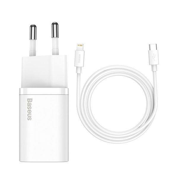 Ātrs lādētājs iPhone Super Si 1C 20W barošanas piegāde + USB -C kabelis - zibens 1m balts