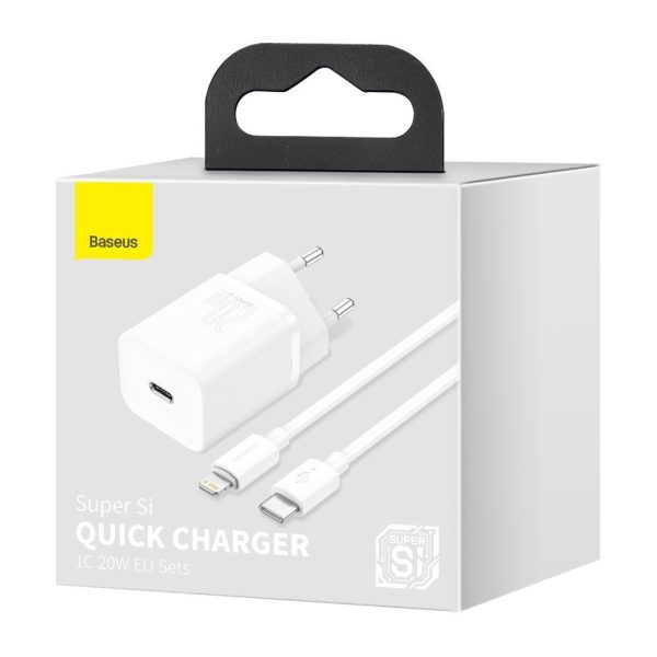 Ātrs lādētājs iPhone Super Si 1C 20W barošanas piegāde + USB -C kabelis - zibens 1m balts
