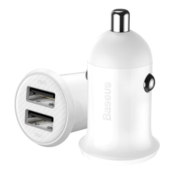 Automašīna lādētājs graudiem Pro 2x USB 4,8A balto šķiltavu ligzdai