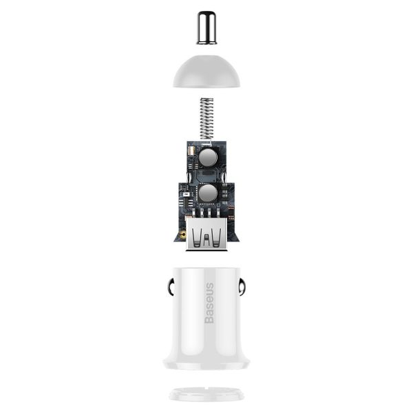 Automašīna lādētājs graudiem Pro 2x USB 4,8A balto šķiltavu ligzdai
