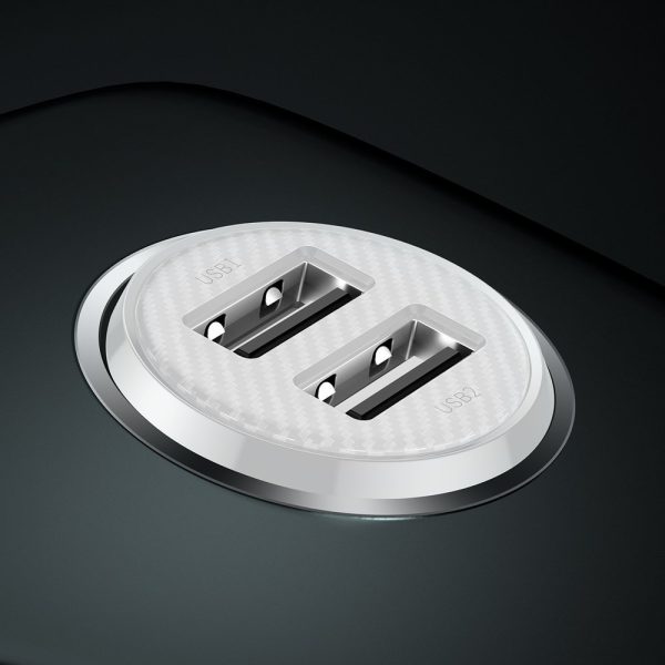 Automašīna lādētājs graudiem Pro 2x USB 4,8A balto šķiltavu ligzdai