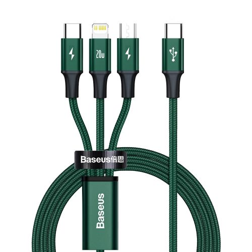Ātra 3in1 USB-C Cable-USB-C / zibens / mikro USB 20 1