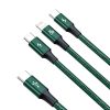 Ātra 3in1 USB-C Cable-USB-C / zibens / mikro USB 20 1,5 m zaļā krāsā