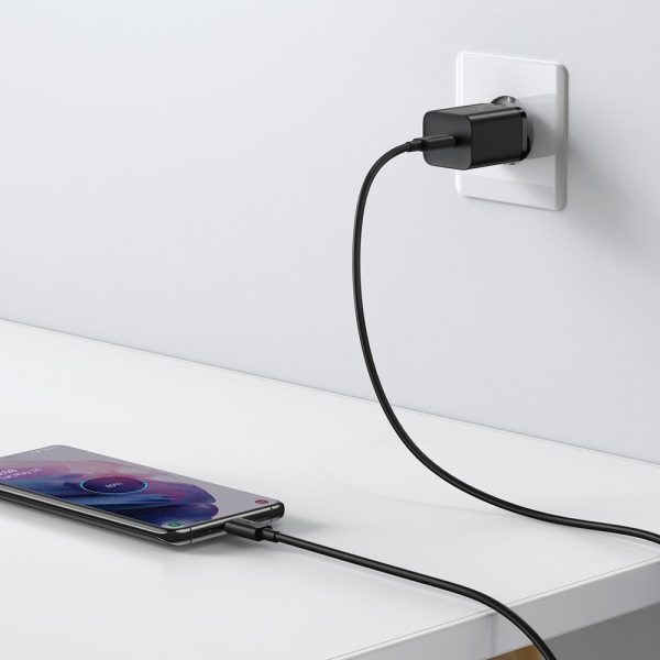 Ātra tīkla lādētājs SI QC PD 25W 3A + USB-C 1M kabelis melns