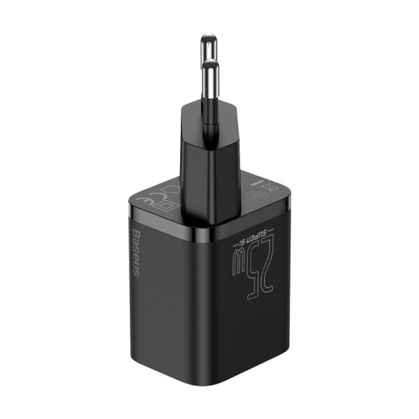 Ātra tīkla lādētājs SI QC PD 25W 3A + USB-C 1M kabelis melns
