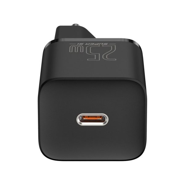 Ātra tīkla lādētājs SI QC PD 25W 3A + USB-C 1M kabelis melns