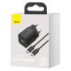 Ātra tīkla lādētājs SI QC PD 25W 3A + USB-C 1M kabelis melns