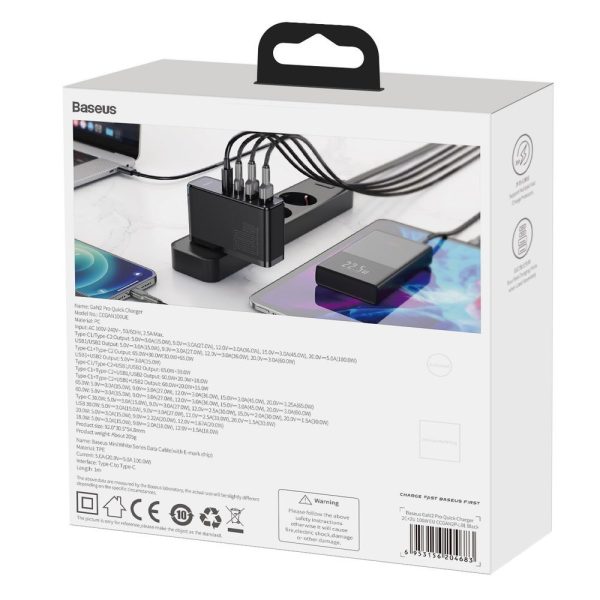 Fast Gan2 Pro USB USB-C QC PD 100W Black Charger