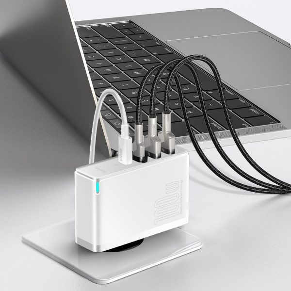 Ātrs Gan2 Pro USB USB-C QC PD 100W baltais lādētājs