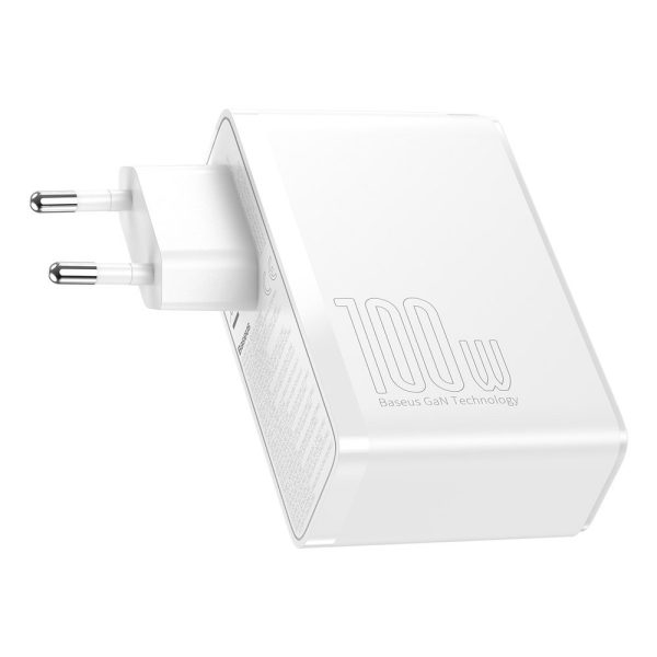 Ātrs Gan2 Pro USB USB-C QC PD 100W baltais lādētājs