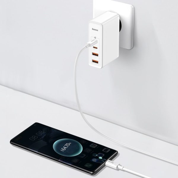 Ātrs Gan2 Pro USB USB-C QC PD 100W baltais lādētājs