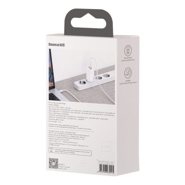 Fast Gan2 Pro USB USB-C QC PD 65W White Charger