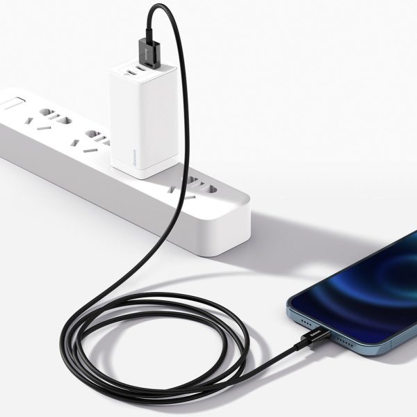 Augstākais kabeļa kabelis iPhone USB - zibens 2,4A 1m melns