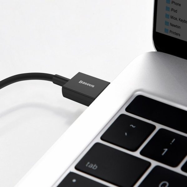 Augstākais kabeļa kabelis iPhone USB - zibens 2,4A 1m melns