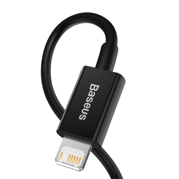 Augstākais kabeļa kabelis iPhone USB - zibens 2,4A 1m melns