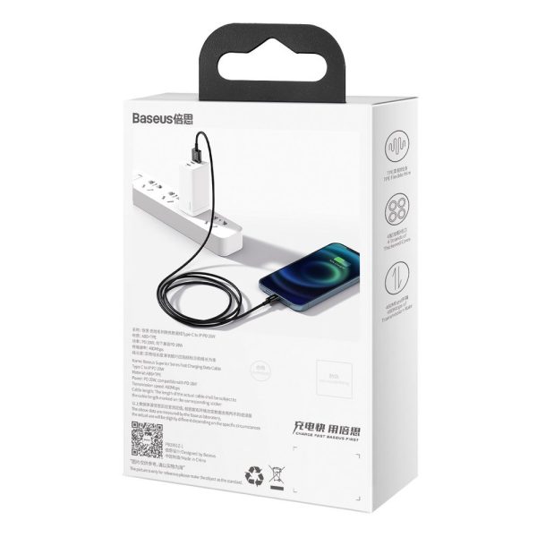 Augstākais kabeļa kabelis iPhone USB - zibens 2,4A 1m melns