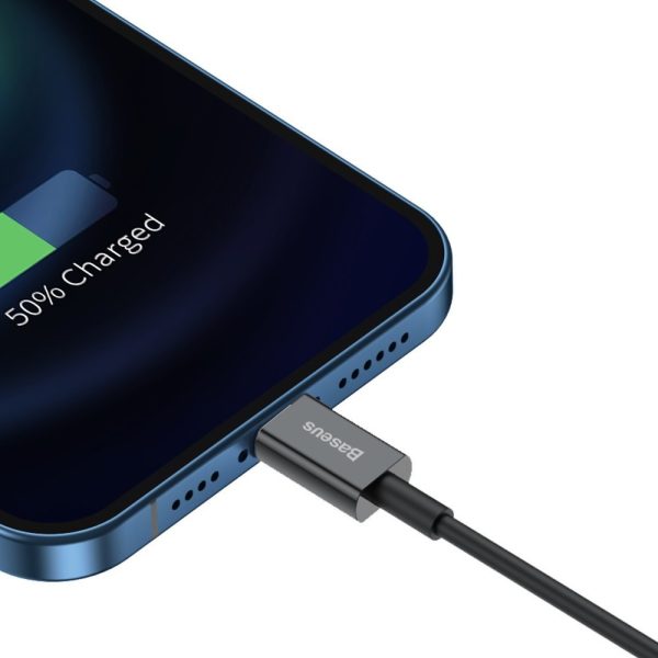 Augstākais kabeļa kabelis iPhone USB - zibens 2,4A 1m melns